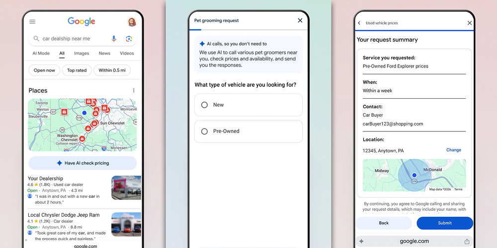 Google Business Profile on cell phones graphic.