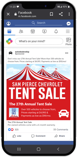 Facebook Ad Auto Dealership On-Site Event